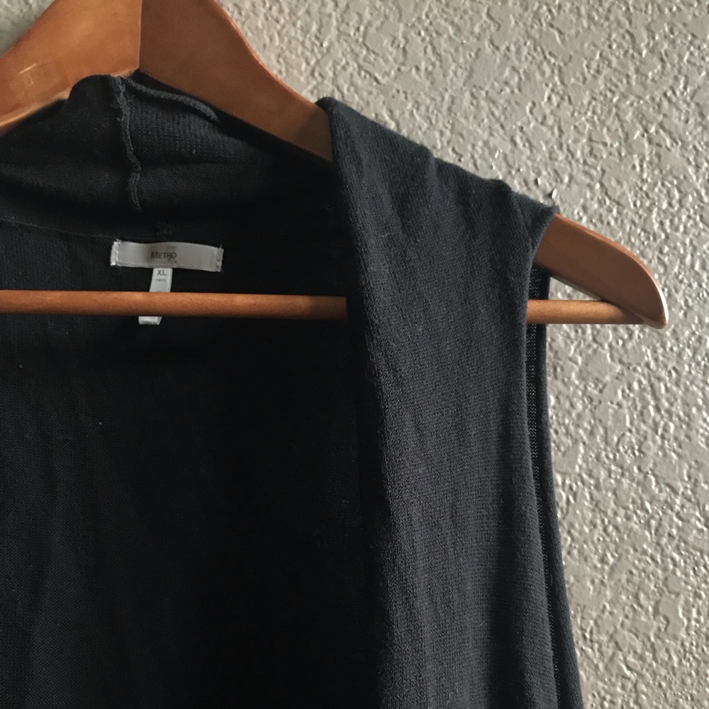 Black no sleeve cardigan sweater